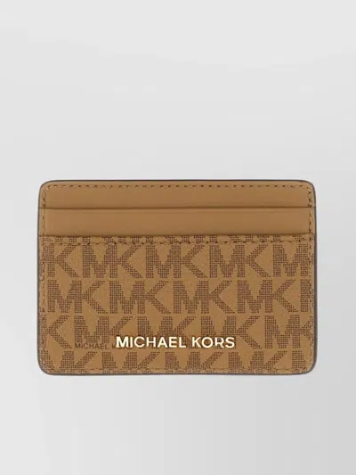 Michael Kors Logo Compact Card Holder In Brown