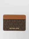Michael Kors Printed Canvas Card Holder In Brown