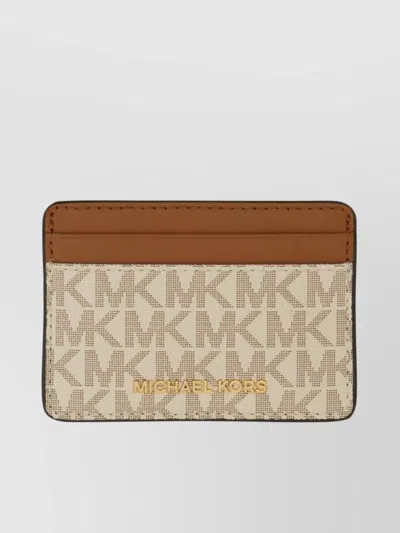 Michael Kors Logo Compact Card Holder In Neutral