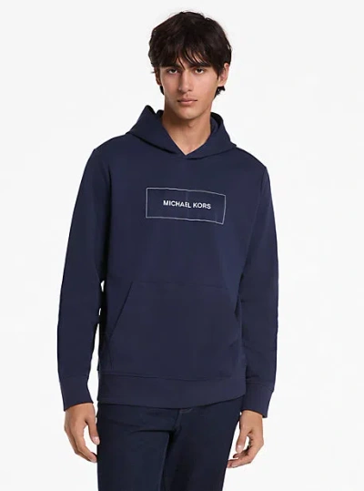 Michael Kors Logo Cotton Blend Hoodie In Blue
