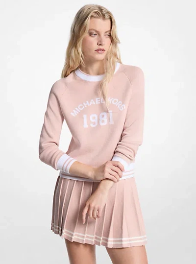 Michael Kors Logo Cotton Blend Sweater In Pink