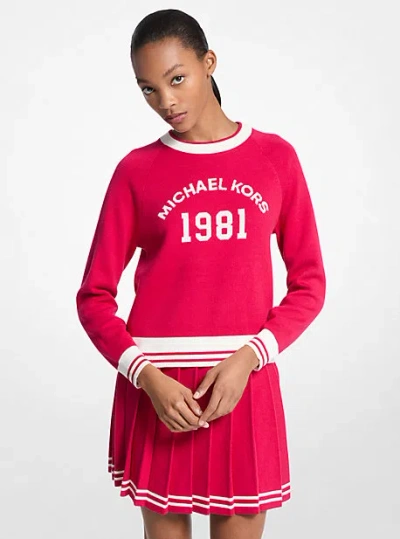 Michael Kors Logo Cotton Blend Sweater In Red