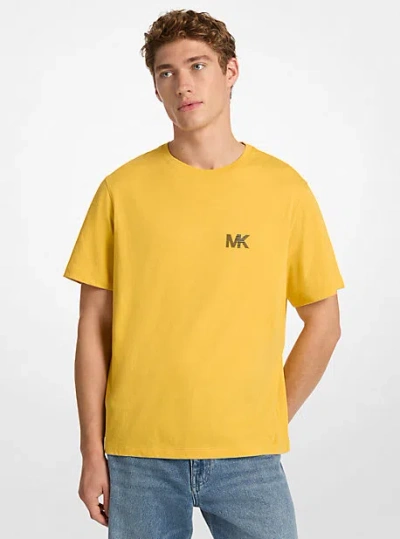 Michael Kors Logo Cotton T-shirt In Yellow