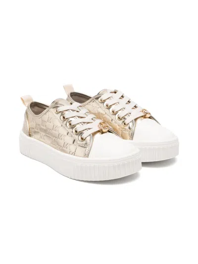 Michael Kors Kids' Logo-debossed Trainers In Gold