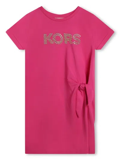Michael Kors Kids' Logo-embellished Cotton Minidress In Pink