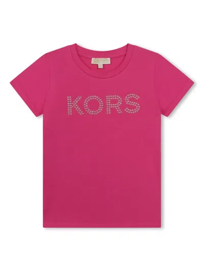 Michael Kors Kids' Logo-embellished Cotton T-shirt In Pink