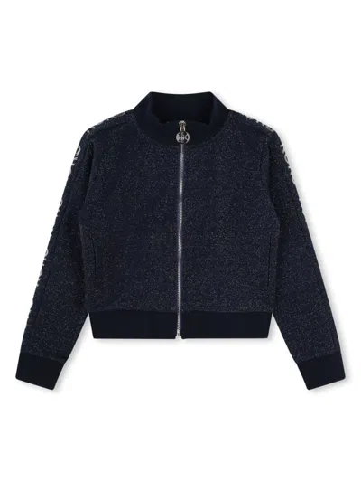 Michael Kors Kids' Logo-embellished Zip-up Sweatshirt In Blue