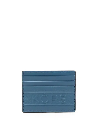 Michael Kors Logo-embossed Cardholder In Blue