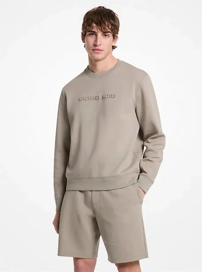 Michael Kors Logo Embossed Cotton Blend Sweater In Green