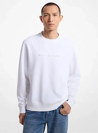 Michael Kors Logo Embossed Cotton Blend Sweater In White