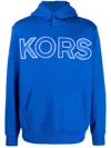 Michael Kors Logo-embossed Cotton Hoodie In Blue