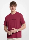 Michael Kors Logo Embossed Cotton Jersey T-shirt In Brown
