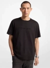 Michael Kors Logo Embossed Cotton T-shirt In Black