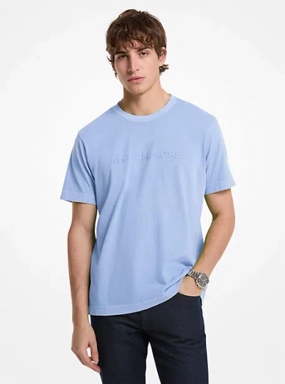 Michael Kors Logo Embossed Cotton T-shirt In Blue