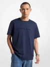 Michael Kors Logo Embossed Cotton T-shirt In Blue