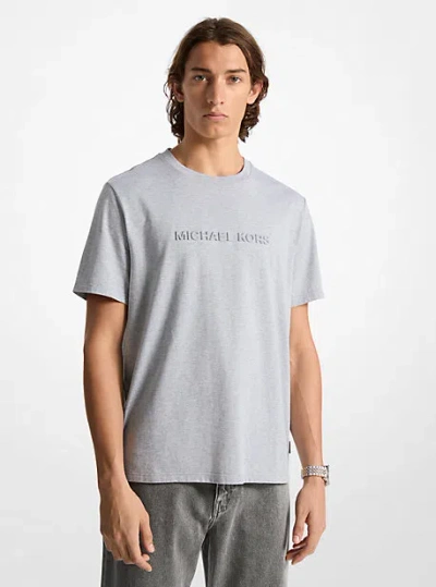 Michael Kors Logo Embossed Cotton T-shirt In Brown