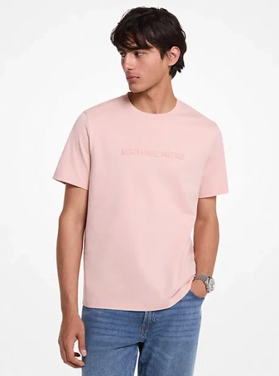 Michael Kors Logo Embossed Cotton T-shirt In Pink