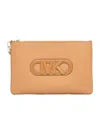 Michael Kors Logo-embossed Leather Clutch In Pink