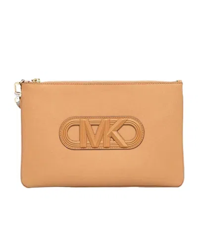Michael Kors Logo-embossed Leather Clutch In Pink