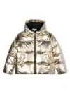 Michael Kors Logo-embossed Puffer Jacket In Gold