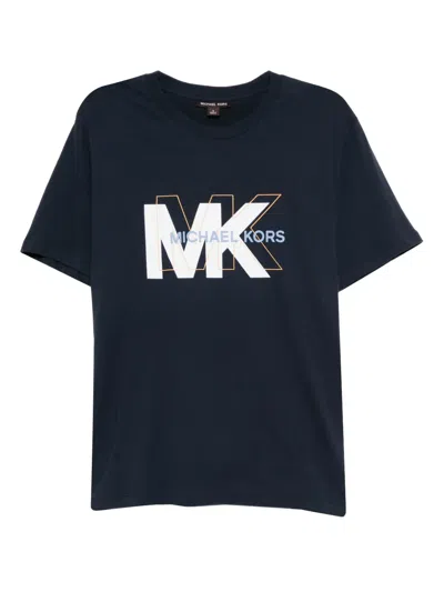 Michael Kors Logo-embossed T-shirt In Blue