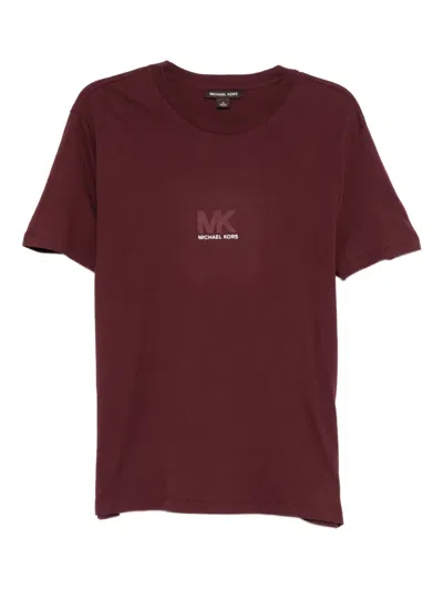 Michael Kors Logo-embossed T-shirt In Burgundy