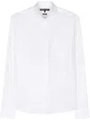 Michael Kors Cotton Stretch Botanical Print Slim Fit Button Down Shirt In White