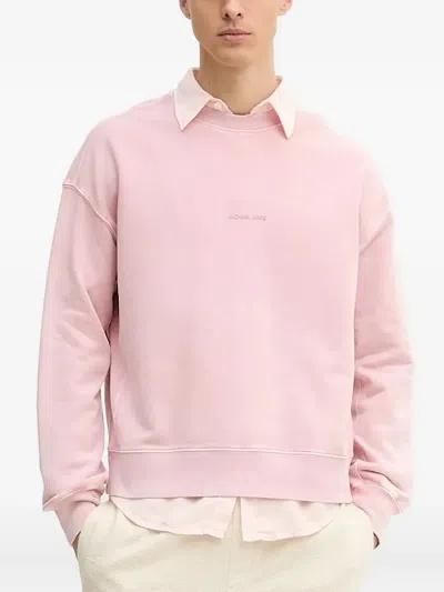 Michael Kors Logo-embroidered Crew-neck Sweatshirt In Pink
