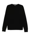 Michael Kors Wool Crew Neck Sweater With Ribbed Trim In Black