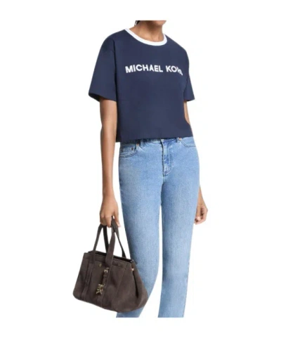 Michael Kors Logo-embroidered T-shirt In Blue