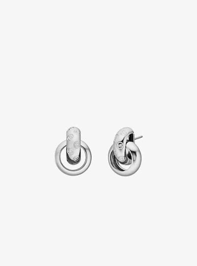 Michael Kors Logo Engraved Chunky Stud Earrings In Silver