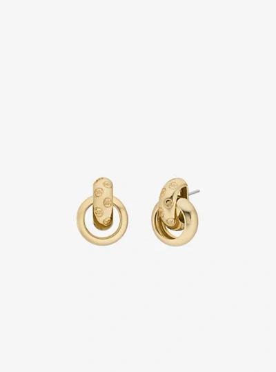 Michael Kors Logo Engraved Chunky Stud Earrings In Gold