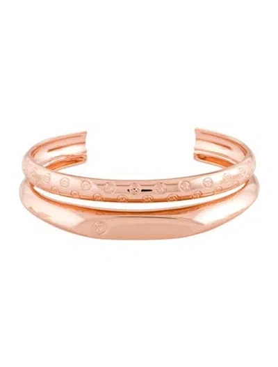 Pre-owned Michael Kors Logo Engraved Cuff Bracelet, 6.75" In Multi