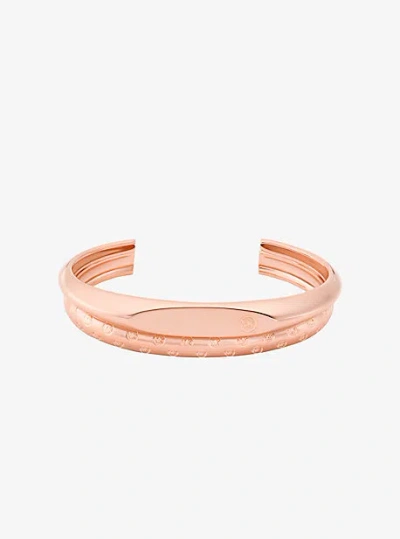 Michael Kors Logo Engraved Cuff In Rose Gold