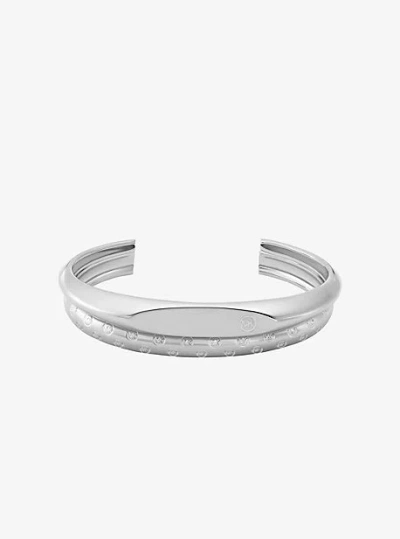 Michael Kors Logo Engraved Cuff In Silver
