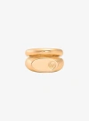 Shop Michael Kors Logo Engraved Double Layered Signet Ring In Gold