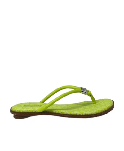 Michael Kors Logo Flip-flops In Green
