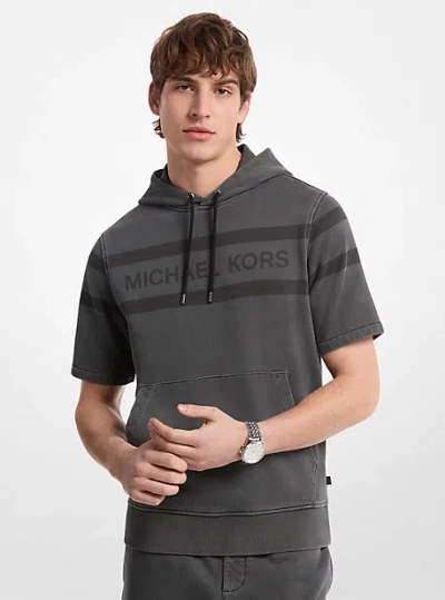 Michael Kors Logo Garment-dyed Cotton Short Sleeve Hoodie