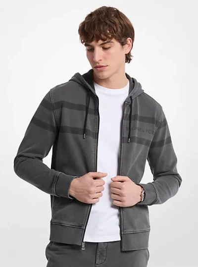 Michael Kors Logo Garment-dyed Cotton Zip Up Hoodie