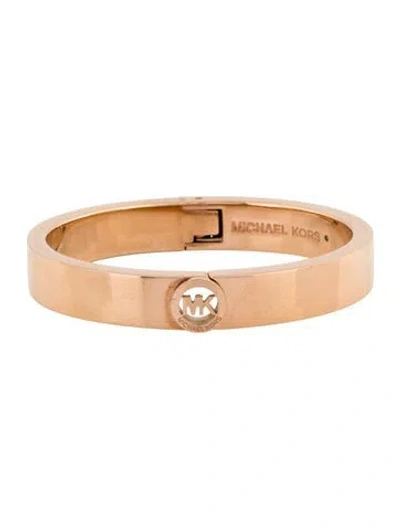 Pre-owned Michael Kors Logo Hinged Bangle Bracelet, 6.75" In Multi