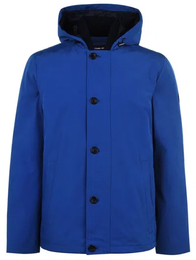 Michael Kors Logo Hooded Jacket In Blue
