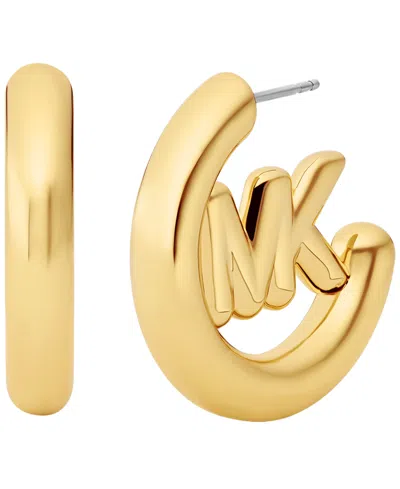Michael Kors Logo Hoop Earrings In Gold