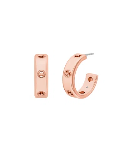Michael Kors Logo Hoop Earrings In Pink