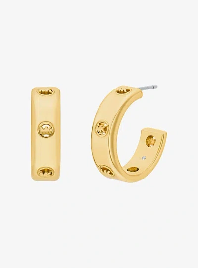 Michael Kors Logo Huggie Earrings In Gold
