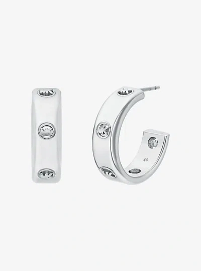 Michael Kors Logo Huggie Earrings In Metallic