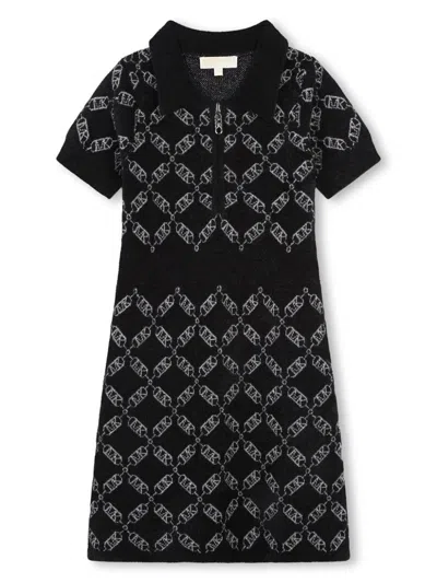 Michael Kors Kids' Logo-intarsia Dress In Black