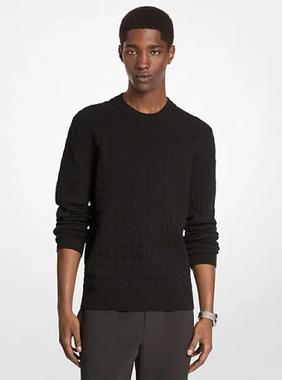 Michael Kors Logo Jacquard Cotton Sweater In Brown