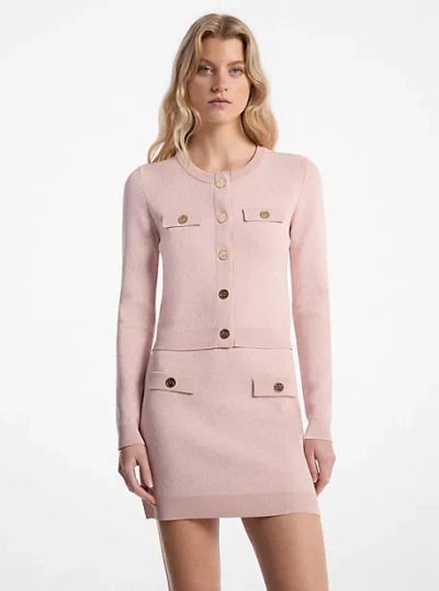 Michael Kors Logo Jacquard Cropped Jacket In Pink