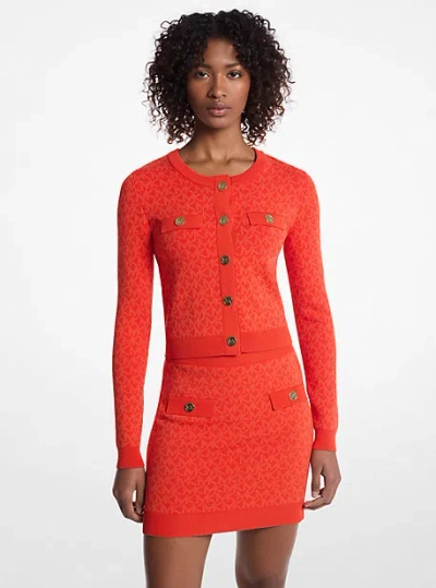 Michael Kors Logo Jacquard Cropped Jacket In Red