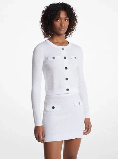 Michael Kors Logo Jacquard Cropped Jacket In White